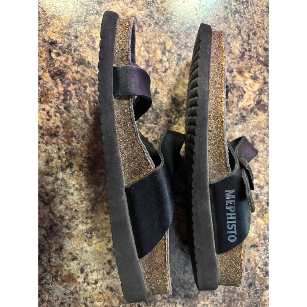 Mephisto Helen Black Leather Buckle Thong Sandals Womens Size 36 US 6 - Picture 7 of 7